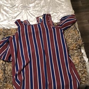 Striped dress cut out sleeves
